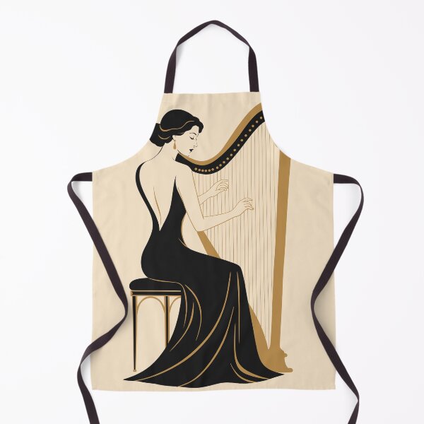 Item preview, Golden Strings | Elegant Harpist Art | Art Deco Music Print | Black & Gold Harp Print designed and sold by Studio pod Burom.
