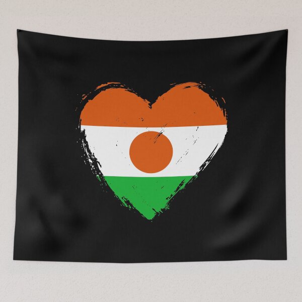 Item preview, Distressed Niger Flag Heart NE designed and sold by shitpostee.
