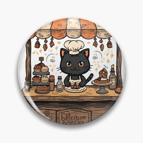 Item preview, Cute Black Cat Halloween Bakery – Kawaii Witchy Pumpkin Autumn Bakery T-Shirt & Sticker designed and sold by ColorClouds.