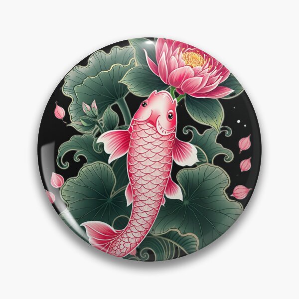 Item preview, Pink Koi Fish With Lotus Flower And Green Lily Pads designed and sold by Surviving Monday Club.