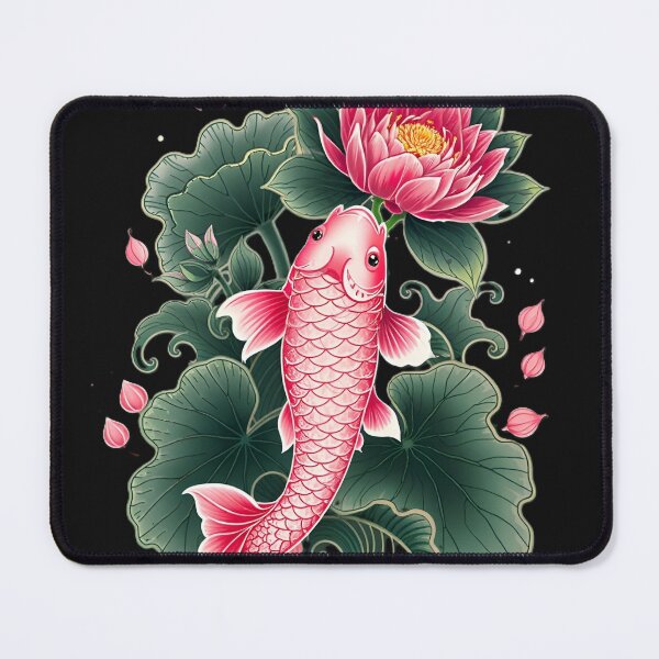 Item preview, Pink Koi Fish With Lotus Flower And Green Lily Pads designed and sold by Surviving Monday Club.
