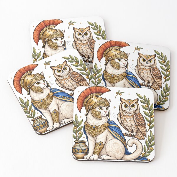 Item preview, Athena Cat Goddess with Owl – Greek Wisdom and Warrior Mythology Art designed and sold by ChicClicker.
