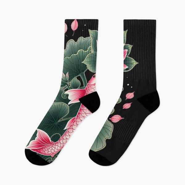 Item preview, Pink Koi Fish With Lotus Flower And Green Lily Pads designed and sold by Surviving Monday Club.