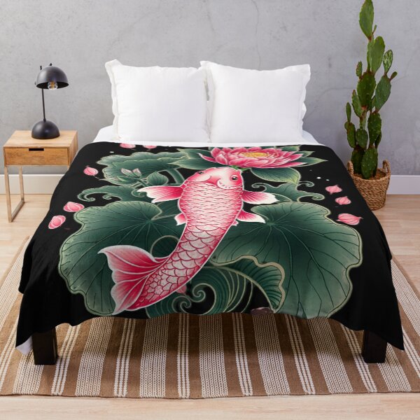 Item preview, Pink Koi Fish With Lotus Flower And Green Lily Pads designed and sold by Surviving Monday Club.