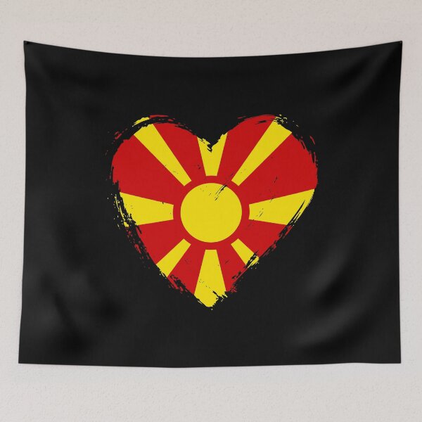 Item preview, Distressed North Macedonia Flag Heart MK designed and sold by shitpostee.