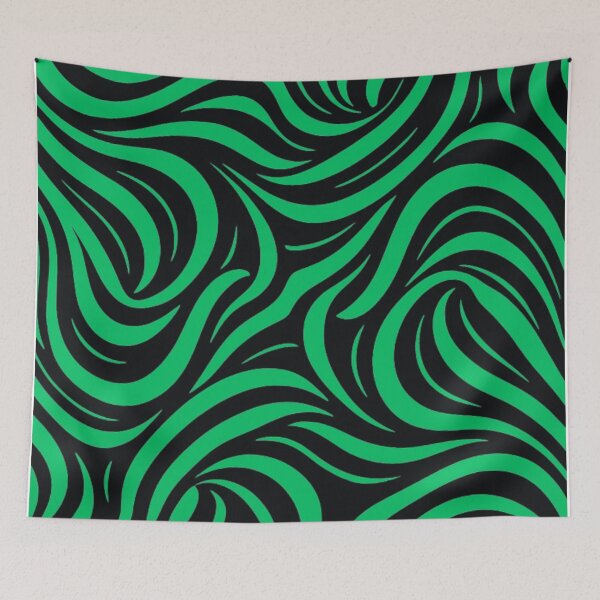 Item preview, THE ABSTRACT Neon Green Black Psychedelic Wave Pattern designed and sold by YOFANTZ!.
