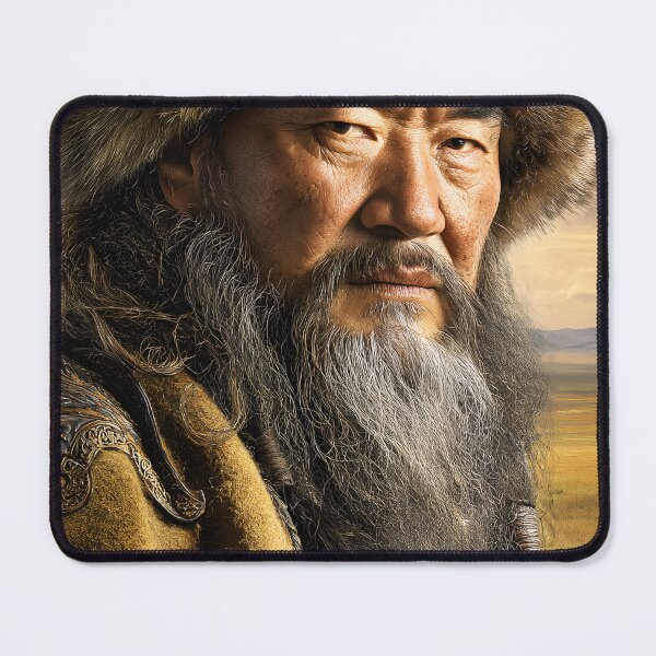 Item preview, Mongolian Warrior in Traditional Fur Hat Portrait designed and sold by Artessie.