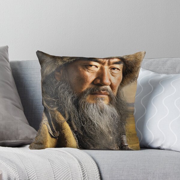 Item preview, Mongolian Warrior in Traditional Fur Hat Portrait designed and sold by Artessie.