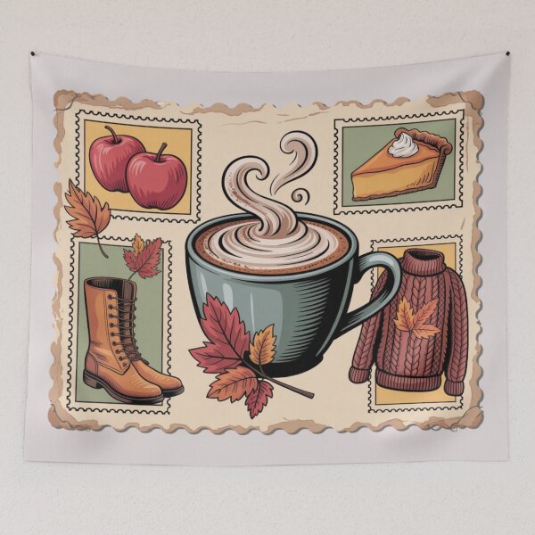 Item preview, vintage postage stamps, featuring a collection of autumn-themed elements designed and sold by 123ks.