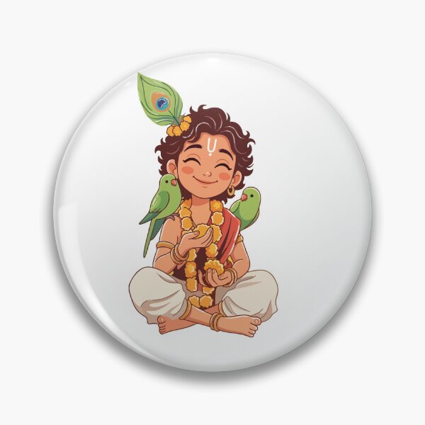 Item preview, Cute Little Krishna With Parrots Cartoon Vector designed and sold by Rupesh-Art26.