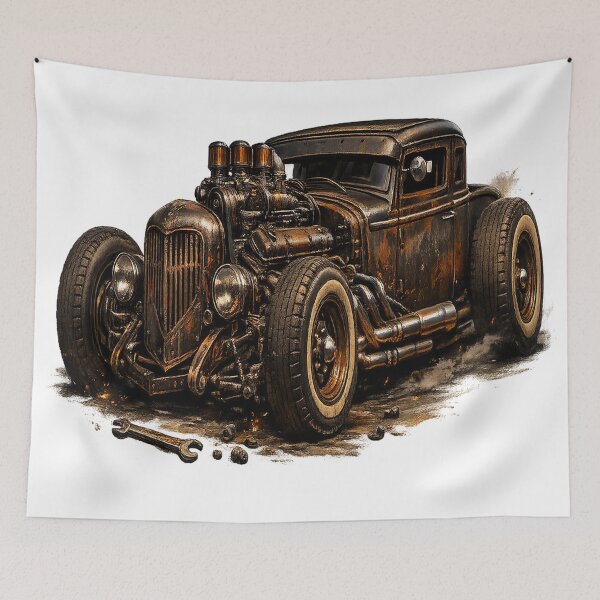 Item preview, Vintage Rat Rod – Rust & Steel Hot Rod Garage designed and sold by TroviTutto.
