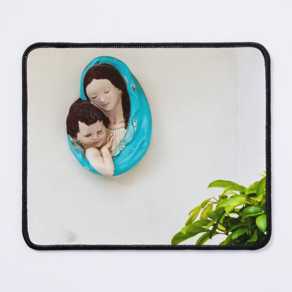 Item preview, Madonna And Child Ceramic Wall Plaque With Blue Mantle Mounted On White Wall designed and sold by Nmallia.