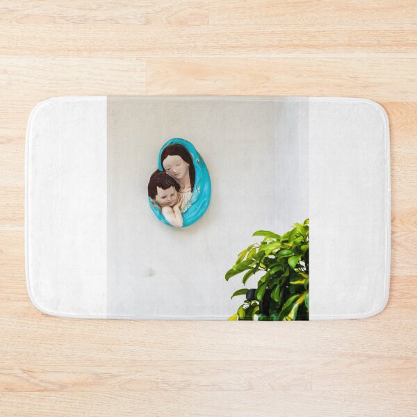 Item preview, Madonna And Child Ceramic Wall Plaque With Blue Mantle Mounted On White Wall designed and sold by Nmallia.