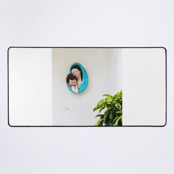 Item preview, Madonna And Child Ceramic Wall Plaque With Blue Mantle Mounted On White Wall designed and sold by Nmallia.