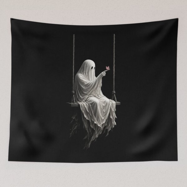 Item preview, Ghost on a Swing with Butterfly Cute Spooky Halloween designed and sold by will freed18.