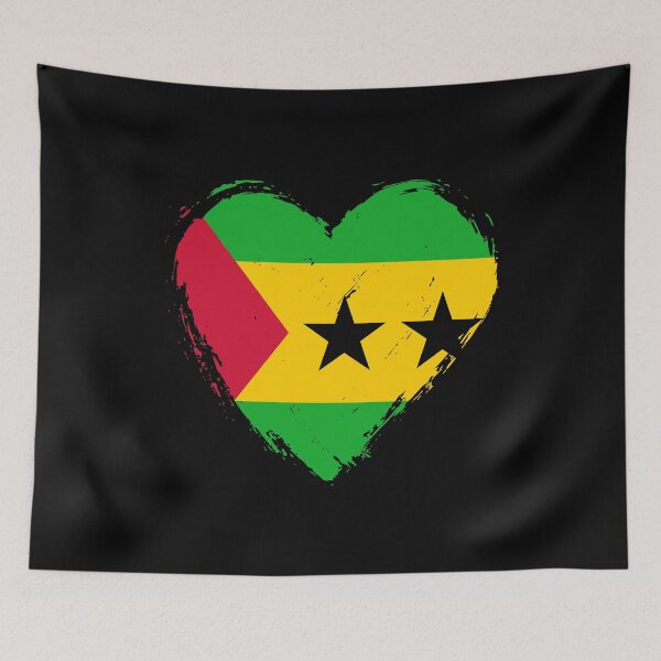 Item preview, Distressed Sao Tome And Principe Flag Heart ST designed and sold by shitpostee.