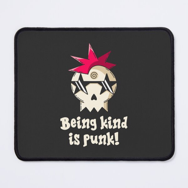 Item preview, Being Kind Is Punk - Quote and Cartoon Art of a Skull with Sunglasses and a Mohawk designed and sold by BuenoStudio.