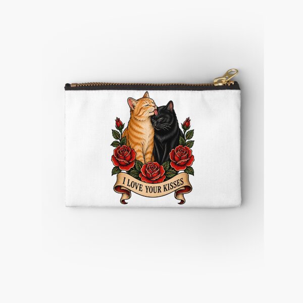 Item preview, I Love Your Kisses Cats Traditional Tattoo Art designed and sold by Old's Cool Cat Studio.