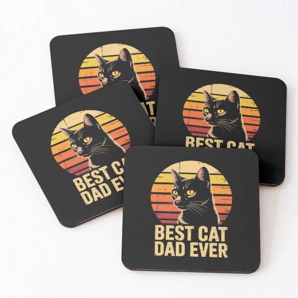 Item preview, Best Cat Dad Ever Retro Sunset Black Cat designed and sold by Dmo3HarkoArt.