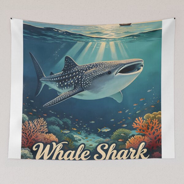 Item preview, Whale Shark - Andaman Coral Paradise – Vintage Marine Poster designed and sold by Spirit of Siam.