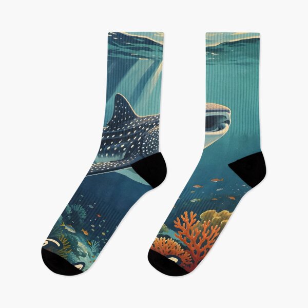 Item preview, Whale Shark - Andaman Coral Paradise – Vintage Marine Poster designed and sold by Spirit of Siam.
