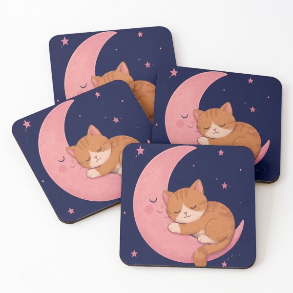 Item preview, Dreamy Cat Sleeping on the Crescent Moon designed and sold by tducege.