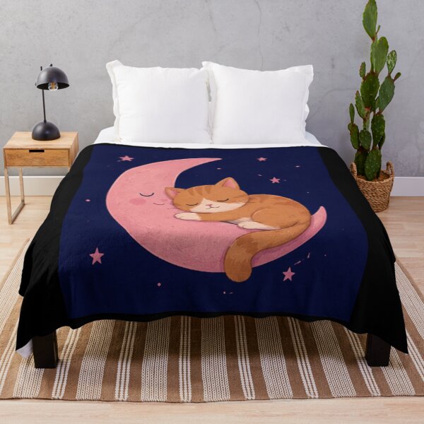 Item preview, Dreamy Cat Sleeping on the Crescent Moon designed and sold by tducege.