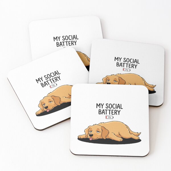 Item preview, My Social Battery Tired Golden Retriever Humor designed and sold by AKDesign26.