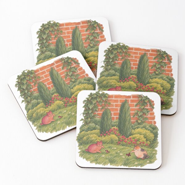 Item preview, Cozy Garden Cats – Hand-Drawn Garden Illustration designed and sold by FeelCreations.
