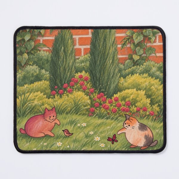Item preview, Cozy Garden Cats – Hand-Drawn Garden Illustration designed and sold by FeelCreations.