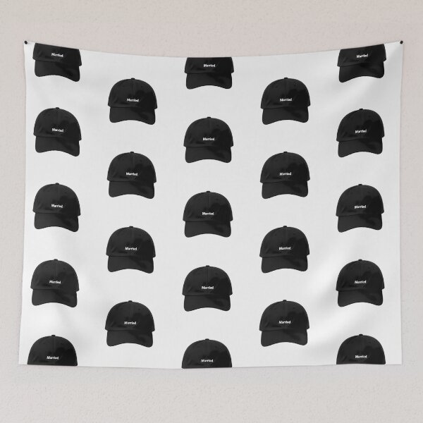 Item preview, Black Dad Hat with White "Married" Text designed and sold by Bondingbonding.