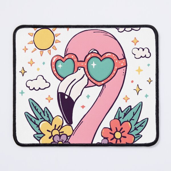 Item preview, Cute Pink Flamingo with Heart Sunglasses | Kawaii Summer Flamingo | Tropical Love Aesthetic designed and sold by dreamz-world.