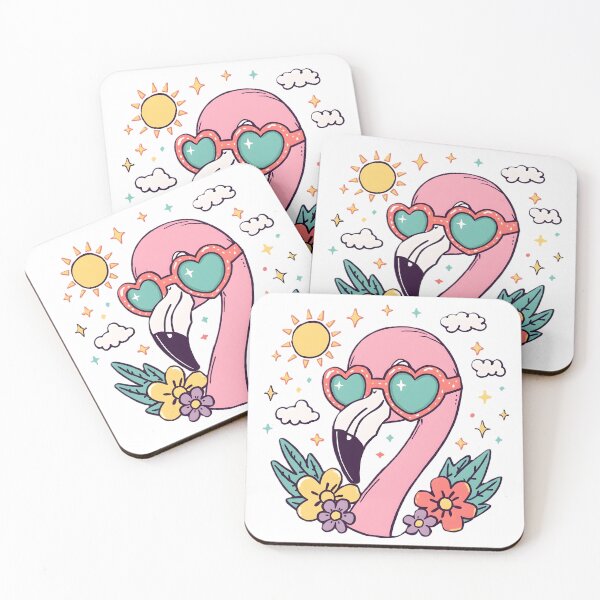 Item preview, Cute Pink Flamingo with Heart Sunglasses | Kawaii Summer Flamingo | Tropical Love Aesthetic designed and sold by dreamz-world.