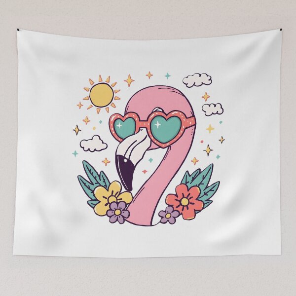 Item preview, Cute Pink Flamingo with Heart Sunglasses | Kawaii Summer Flamingo | Tropical Love Aesthetic designed and sold by dreamz-world.