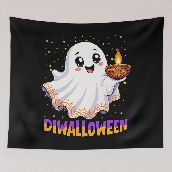 Item preview, Diwalloween Diwali Halloween Boo Ghost designed and sold by ShirTomDesigns.