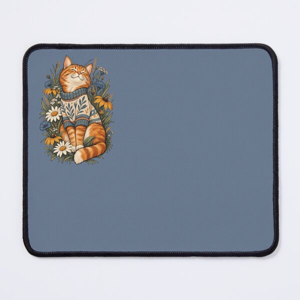 Item preview, Cozy Ginger Cat in Floral Sweater – Peaceful Cat Illustration designed and sold by SilentPowerArt.
