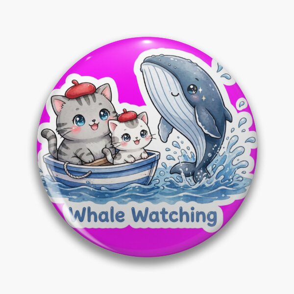 Item preview, Junior and Freda Whale Watching Alaska Sticker - Cute Kawaii Cats in Boat with Friendly Whale designed and sold by MAISON SYLVIE.