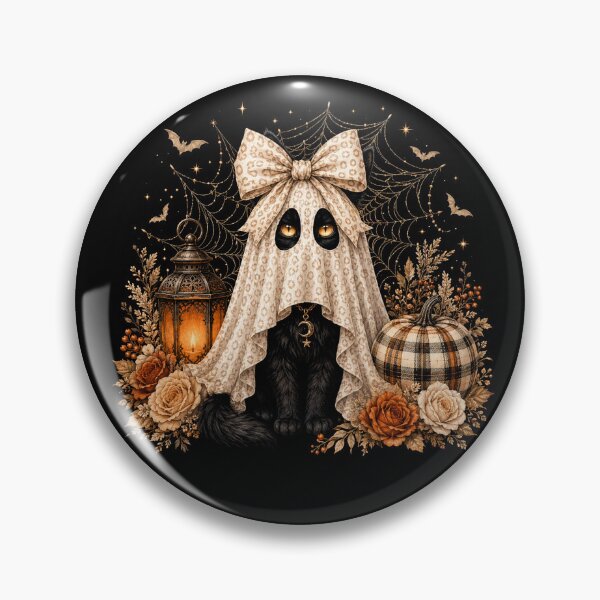 Item preview, Black Cat Ghost Halloween Leopard Bow Spooky Autumn designed and sold by will freed18.