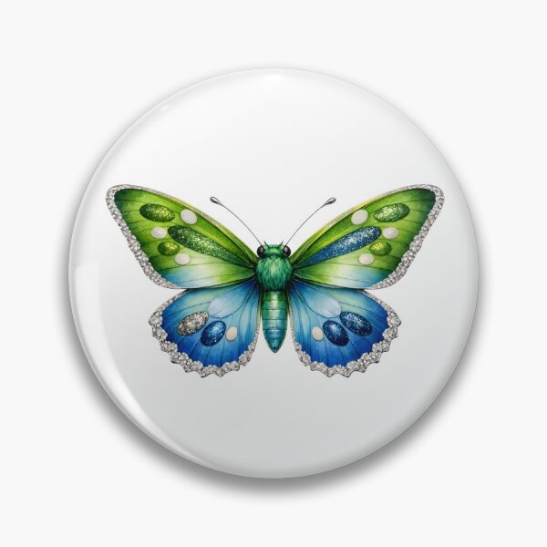 Item preview, Beautiful Green and Blue Butterfly Illustration. designed and sold by AmirArtisanVibe.
