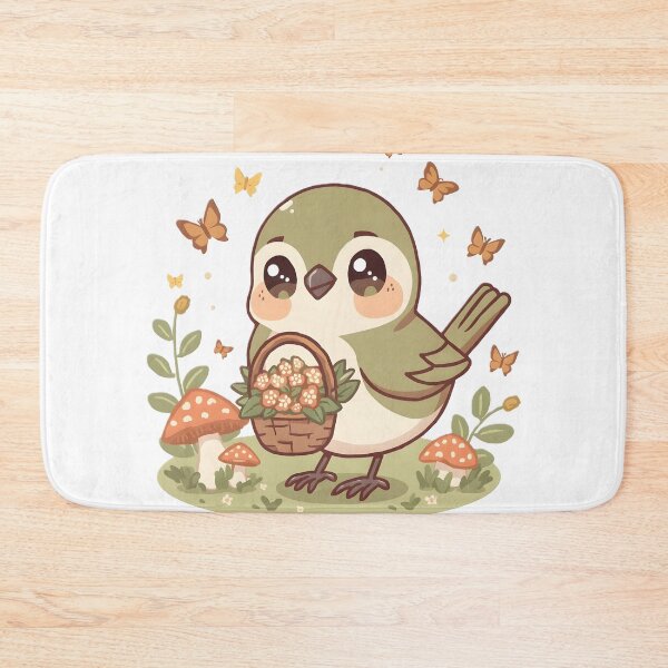 Item preview, Cute Sparrow with Flower Basket & Butterflies | Kawaii Cottagecore Bird | Whimsical Nature Aesthetic designed and sold by dreamz-world.
