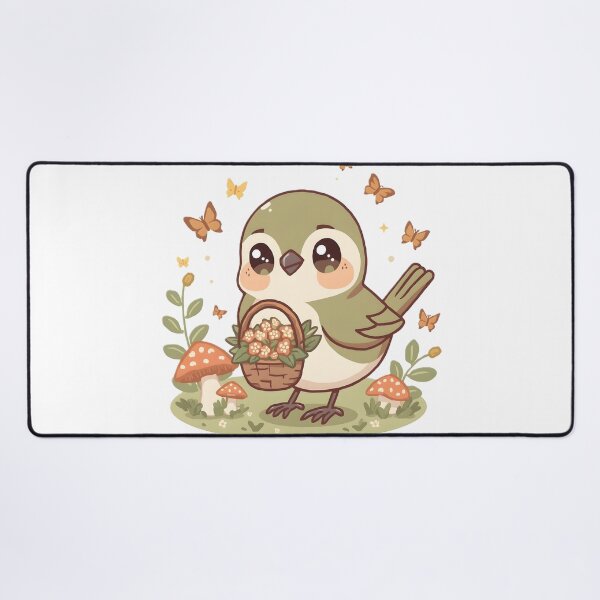 Item preview, Cute Sparrow with Flower Basket & Butterflies | Kawaii Cottagecore Bird | Whimsical Nature Aesthetic designed and sold by dreamz-world.