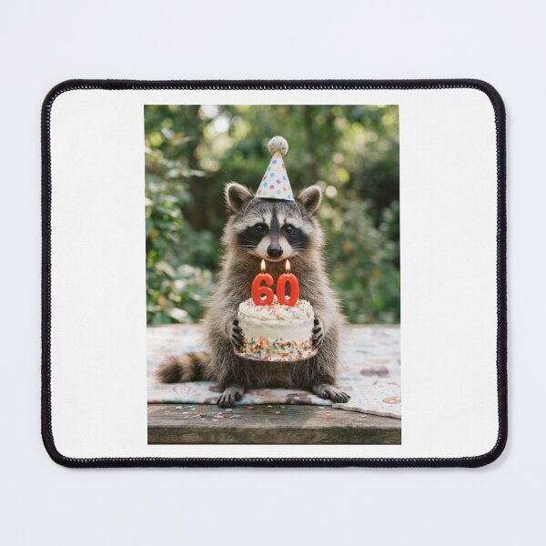 Item preview, Raccoon 60th birthday cute adorable cake party baby kawaii designed and sold by CheeseBlueprint.