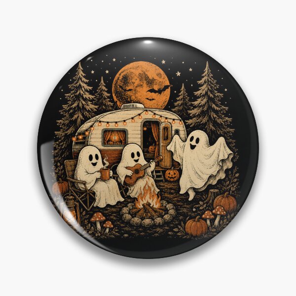 Item preview, Happy Ghost Camping Around Campfire Vintage Halloween designed and sold by will freed18.