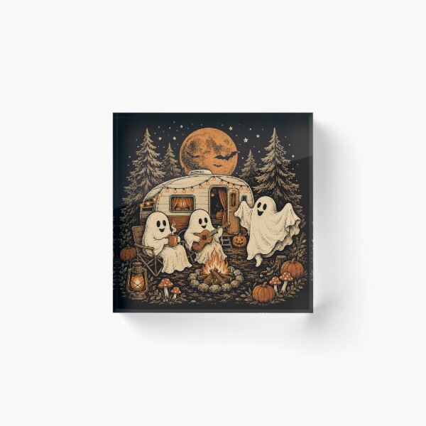 Item preview, Happy Ghost Camping Around Campfire Vintage Halloween designed and sold by will freed18.
