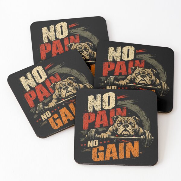 Item preview, No Pain No Gain Bulldog Weightlifting Gym Motivation Bodybuilder designed and sold by SkeletonsDanger.