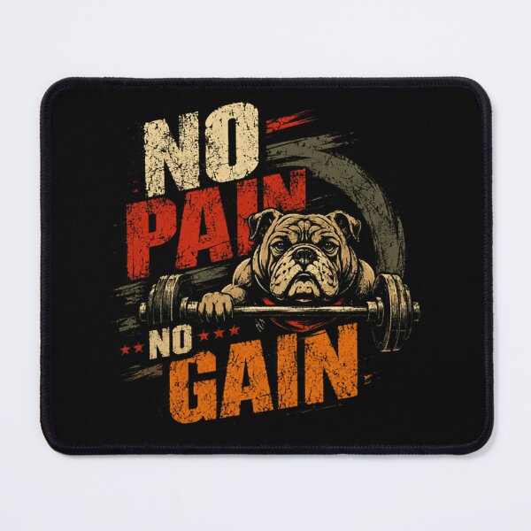 Item preview, No Pain No Gain Bulldog Weightlifting Gym Motivation Bodybuilder designed and sold by SkeletonsDanger.