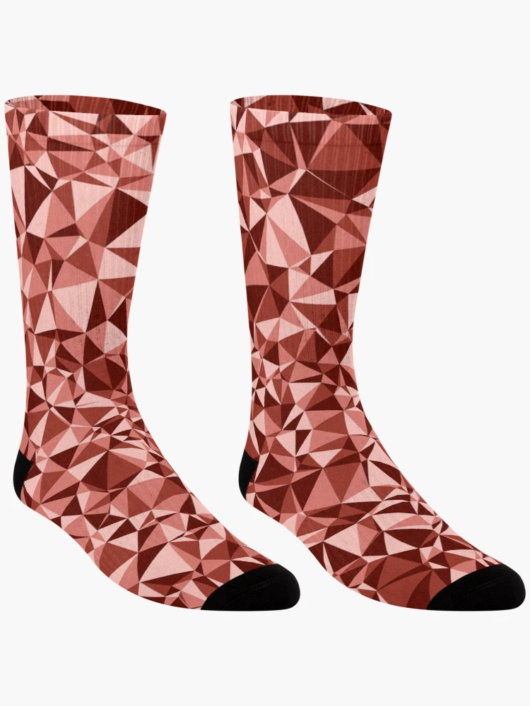 Thumbnail 3 of 5, Socks, Red Triangular Mosaic Pattern Design designed and sold by DymondDesigns.