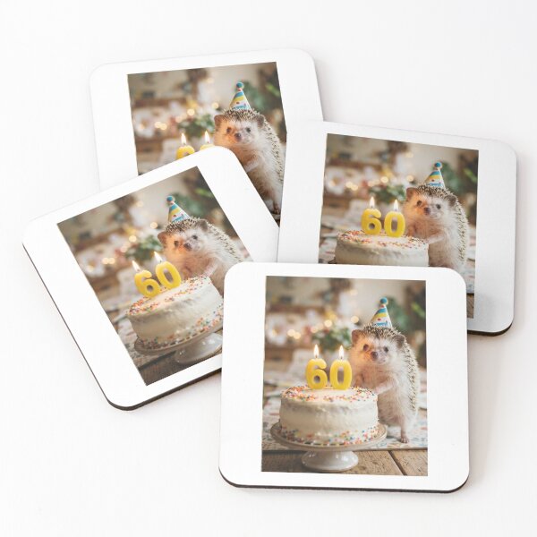 Item preview, Pastel de cumpleaños número 60 de erizo lindo y adorable para fiesta de bebés kawaii designed and sold by CheeseBlueprint.
