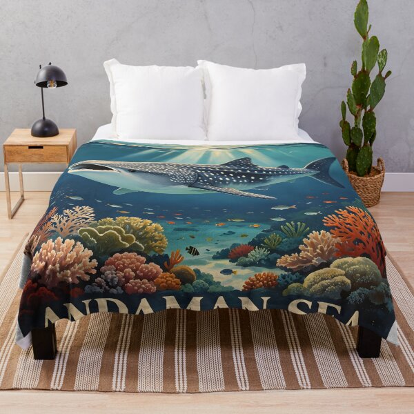 Item preview, Whale Shark - Andaman Coral Paradise – Vintage Marine Poster designed and sold by Spirit of Siam.
