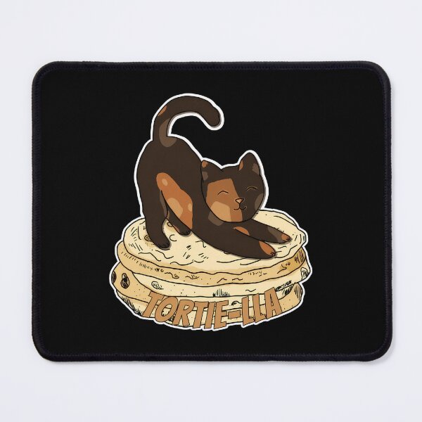 Item preview, Tortie Cat Stretching on Tortilla Pun designed and sold by Dmo3HarkoArt.